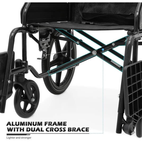 Wheel Chair for Adults with Swing-Away Footrest and Loop-Lock Handbrakes 17.5 inch Seat Wheel Chair 15″ Rear Wheel Lightweight