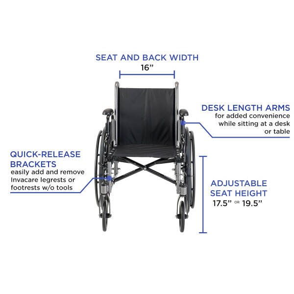 Invacare Tracer SX5 Wheelchair for Adults | Everyday Folding | 16 Inch Seat | Desk Arms